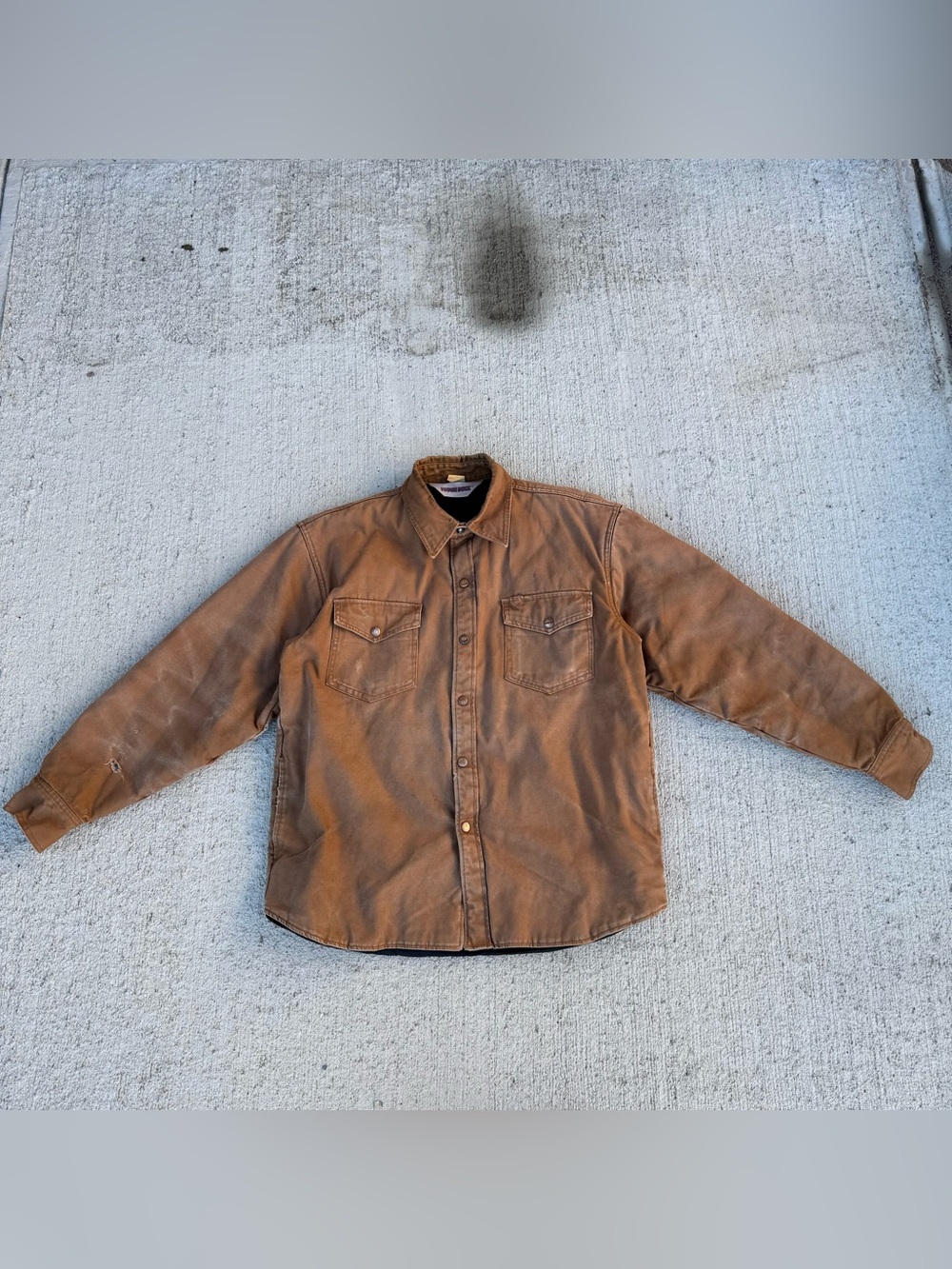 Tough Duck Canvas Chore Coat Snap Button Front Shacket Size XL